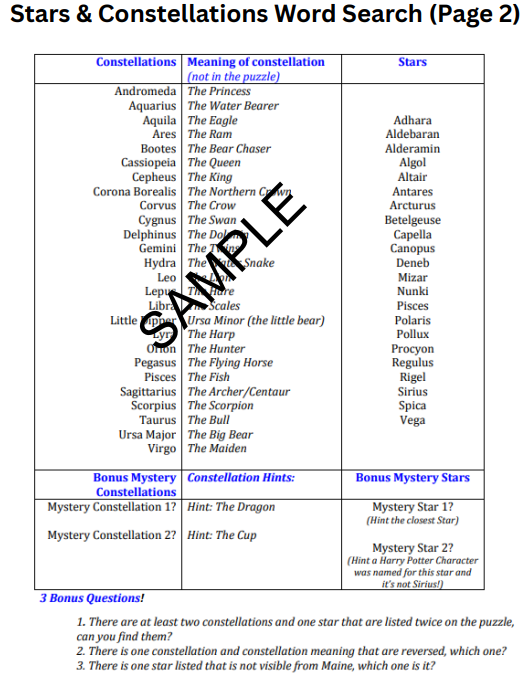 Starry Night Activity Booklet