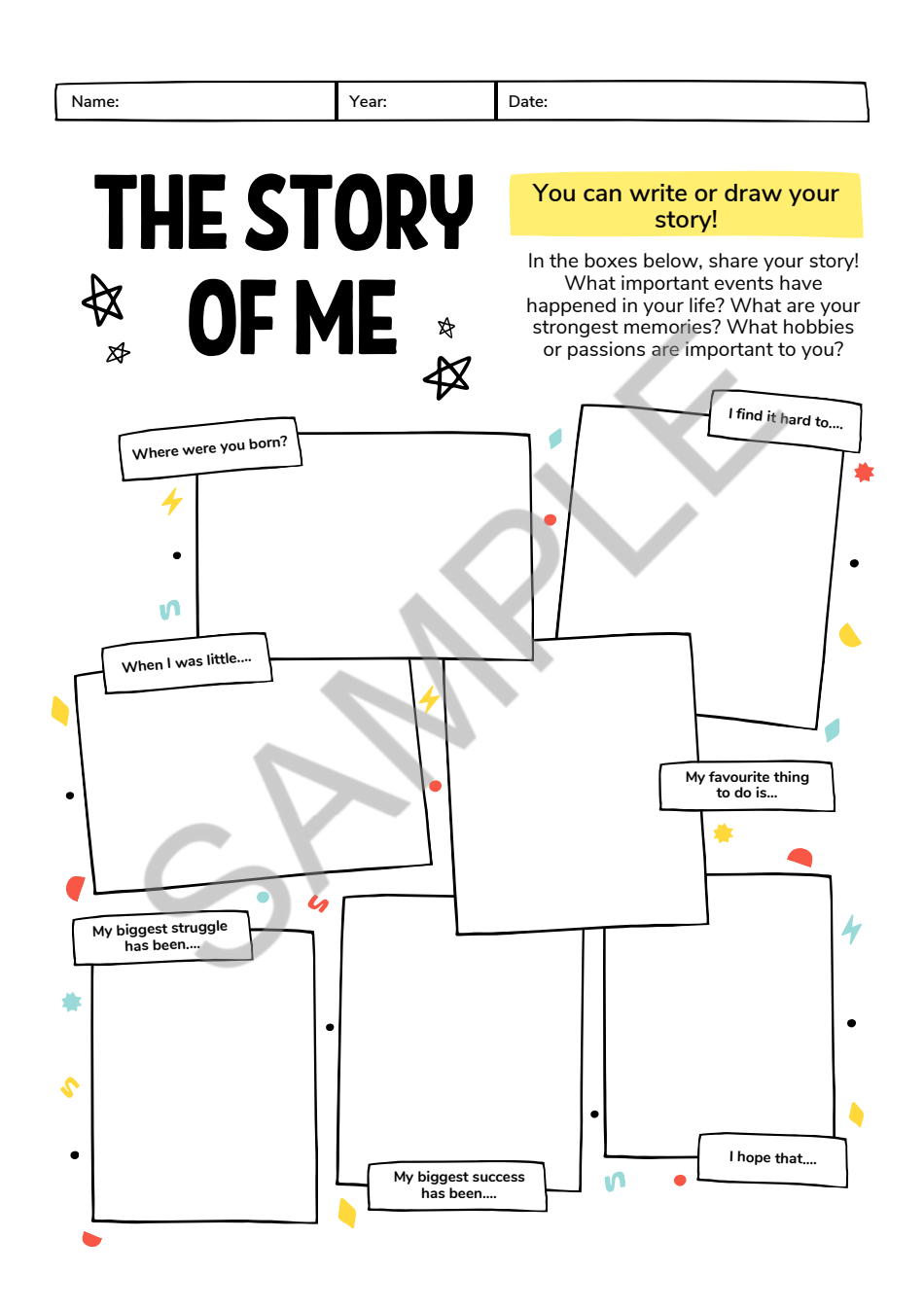 The Story of Me & My Family Worksheets