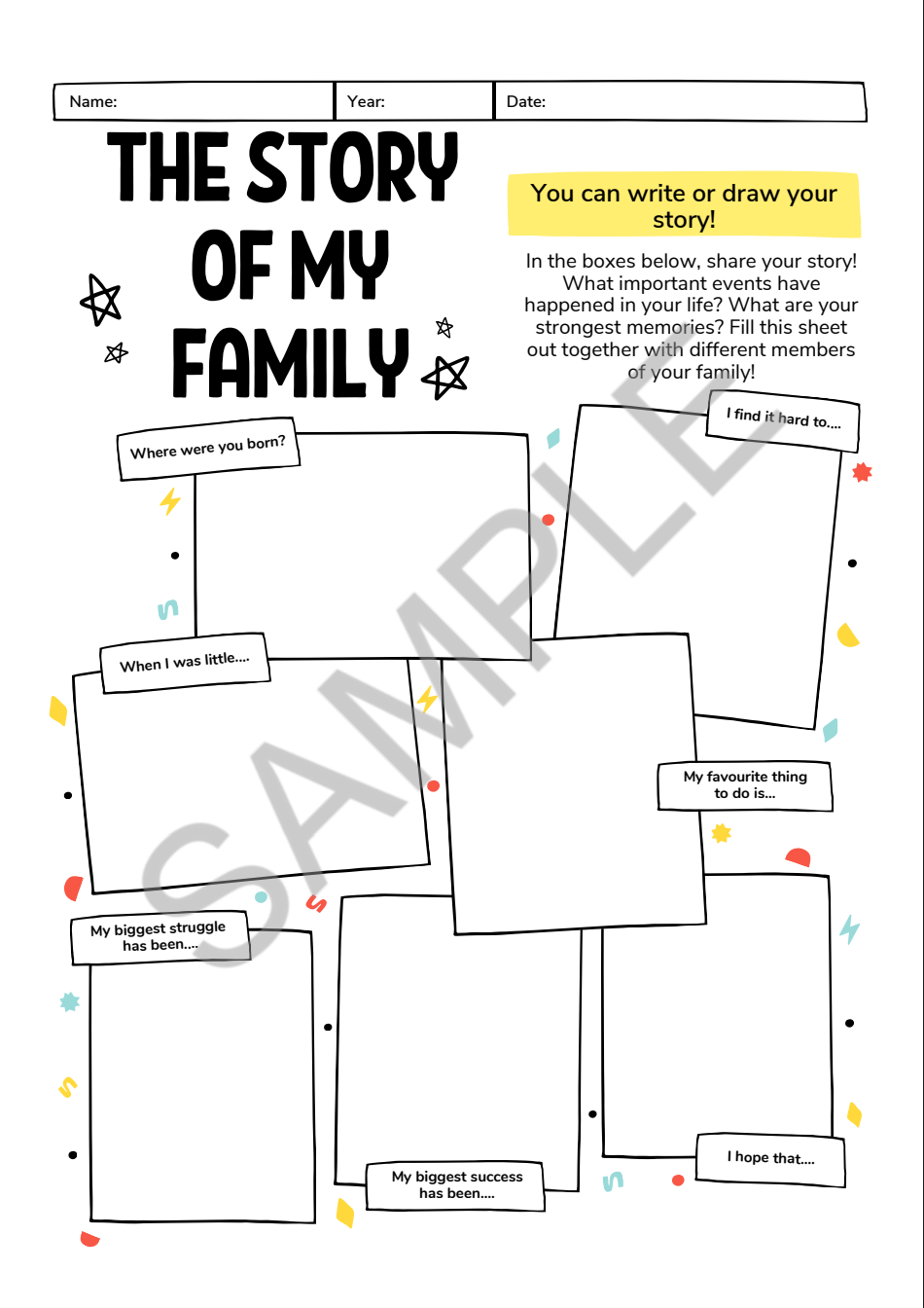 The Story of Me & My Family Worksheets